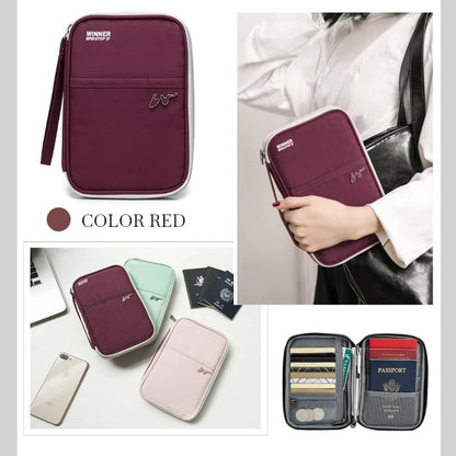 P-H1 Travel Family Passport Holder RFID Blocking Passport Waterproof Wallets for Men Women Travel Document Organizer Cards Case, Lightweight Portable Passport Cover with Zipper Pocket (Pink)