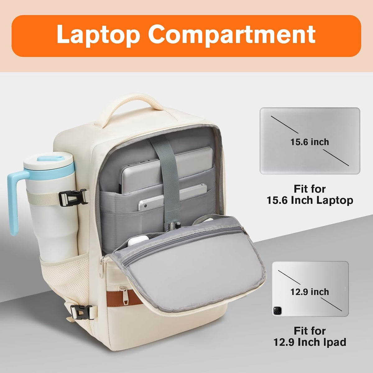Travel Laptop Backpack, Carry On Backpack for Work & Business Trips, 180° Opening Travel Bag with Laptop Compartment, Commuter Backpack for Men & Women (Navy, 35L)