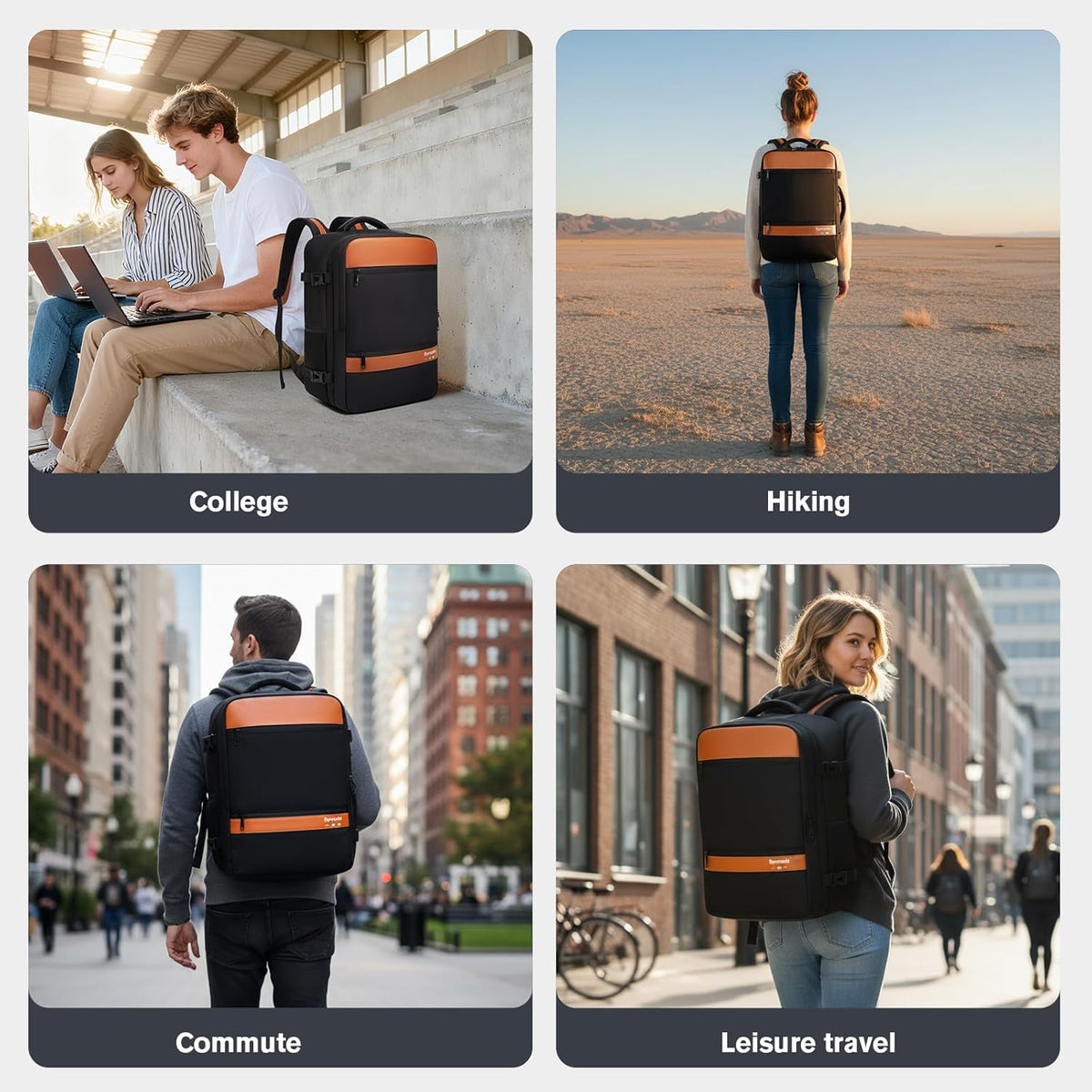 Travel Laptop Backpack, Carry On Backpack for Work & Business Trips, 180° Opening Travel Bag with Laptop Compartment, Commuter Backpack for Men & Women (Navy, 35L)