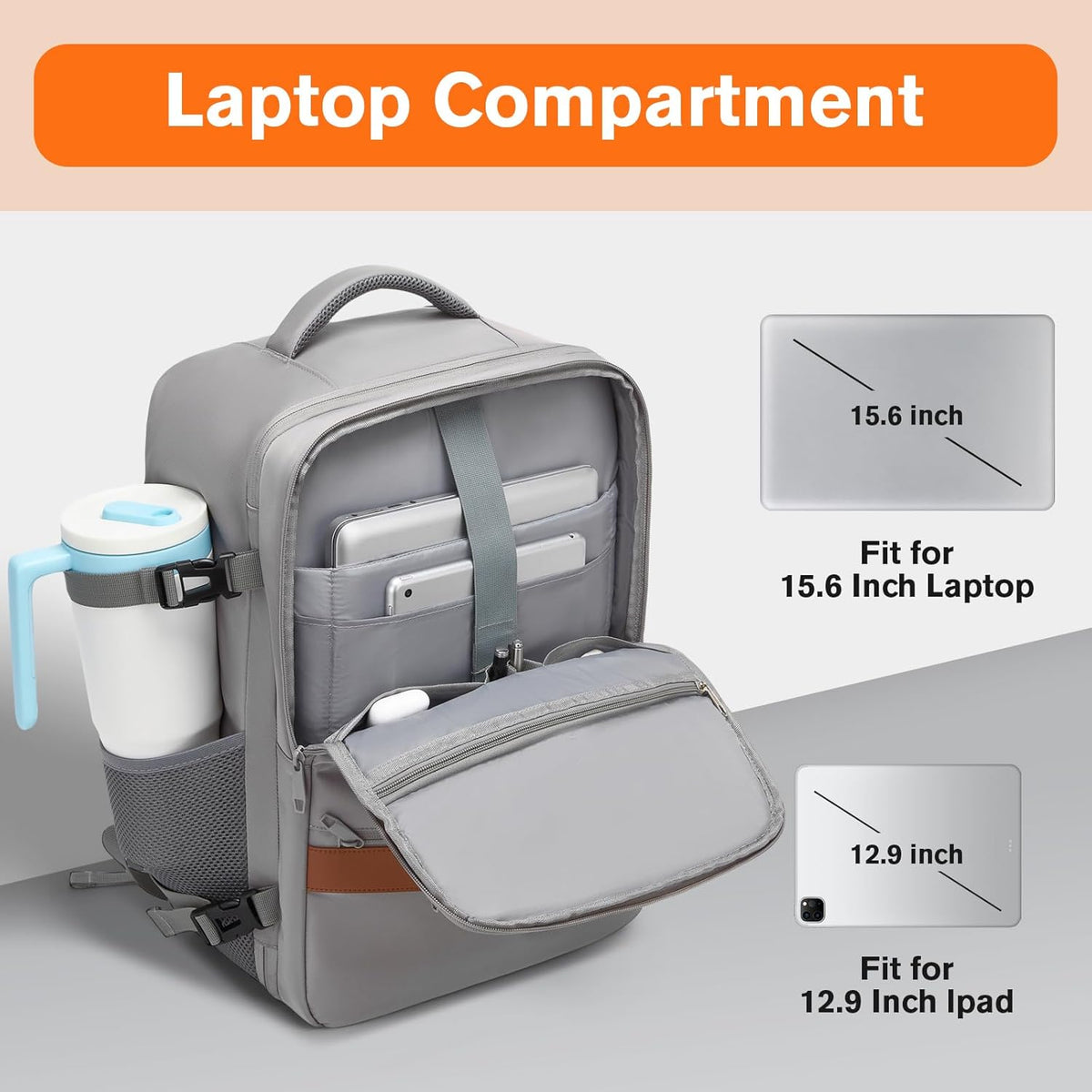 Travel Laptop Backpack, Carry On Backpack for Work & Business Trips, 180° Opening Travel Bag with Laptop Compartment, Commuter Backpack for Men & Women (Navy, 35L)