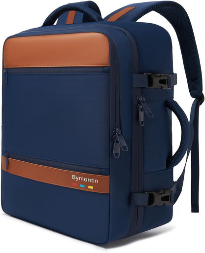 Travel Laptop Backpack, Carry On Backpack for Work & Business Trips, 180° Opening Travel Bag with Laptop Compartment, Commuter Backpack for Men & Women (Navy, 35L)