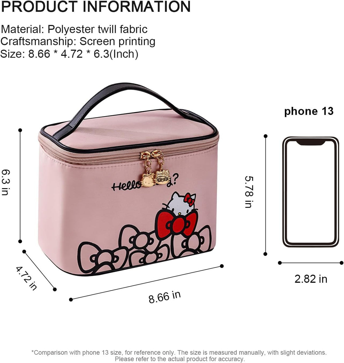 Makeup Bag Large Waterproof Cosmetic Bags with Divider and Brush Holder,Cute Printed Makeup Organizer for Women Traveling,Portable Toiletry Bag for Girls