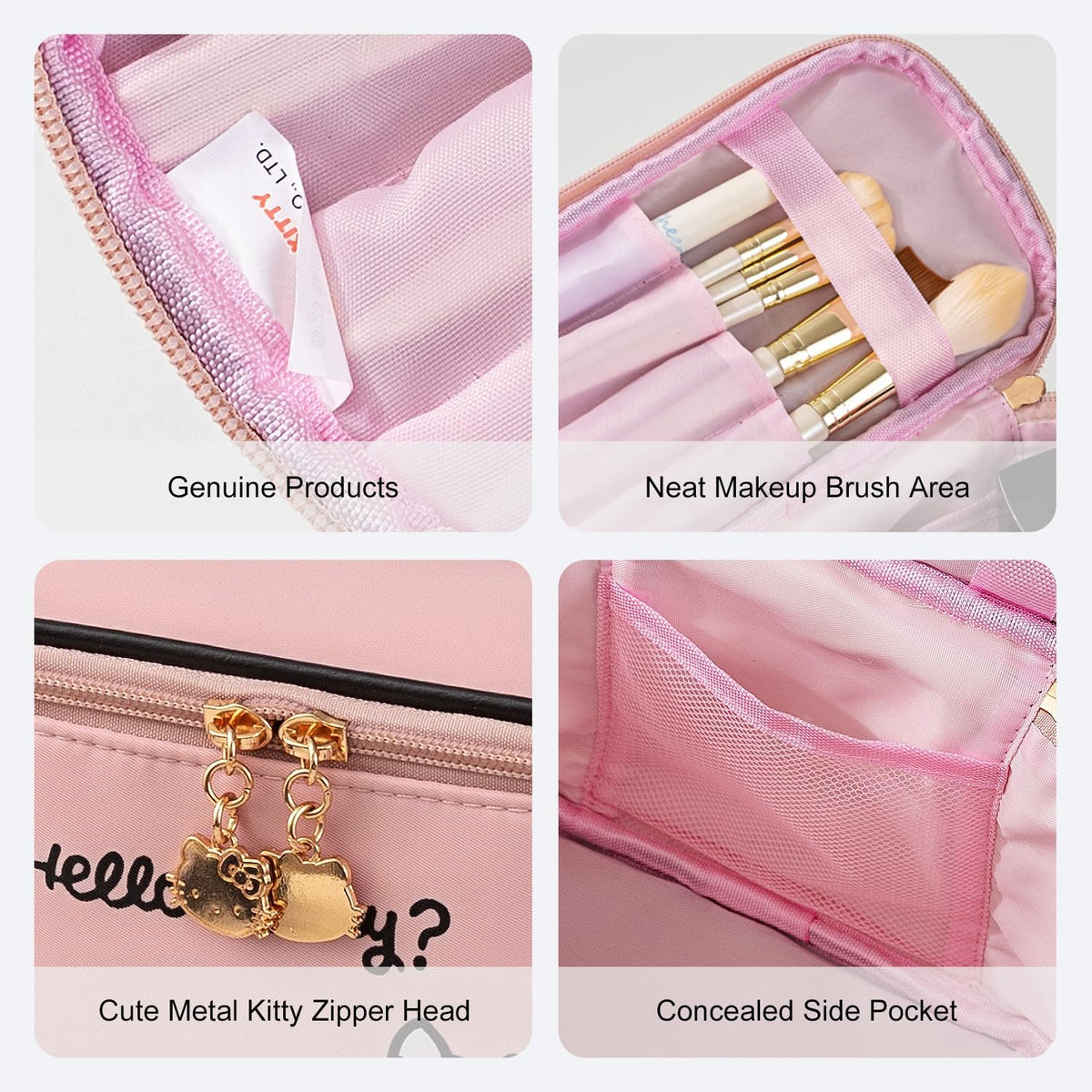 Makeup Bag Large Waterproof Cosmetic Bags with Divider and Brush Holder,Cute Printed Makeup Organizer for Women Traveling,Portable Toiletry Bag for Girls