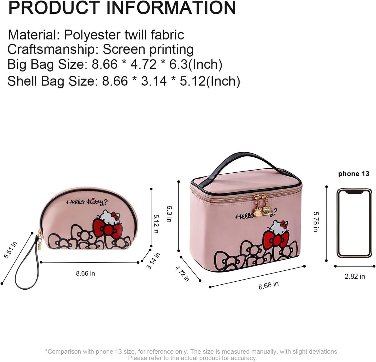 Makeup Bag Large Waterproof Cosmetic Bags with Divider and Brush Holder,Cute Printed Makeup Organizer for Women Traveling,Portable Toiletry Bag for Girls