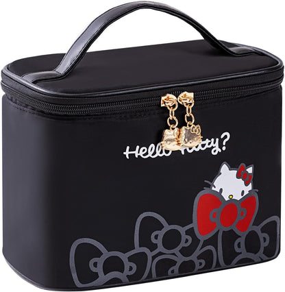 Makeup Bag Large Waterproof Cosmetic Bags with Divider and Brush Holder,Cute Printed Makeup Organizer for Women Traveling,Portable Toiletry Bag for Girls