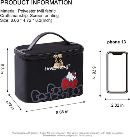 Makeup Bag Large Waterproof Cosmetic Bags with Divider and Brush Holder,Cute Printed Makeup Organizer for Women Traveling,Portable Toiletry Bag for Girls