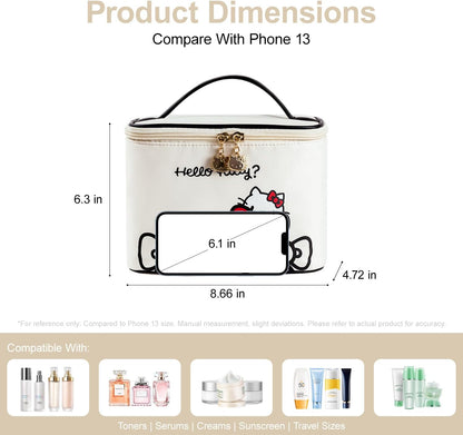 Makeup Bag Large Waterproof Cosmetic Bags with Divider and Brush Holder,Cute Printed Makeup Organizer for Women Traveling,Portable Toiletry Bag for Girls