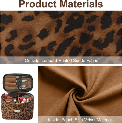 Makeup Bag Large Waterproof Cosmetic Bags with Divider and Brush Holder,Cute Printed Makeup Organizer for Women Traveling,Portable Toiletry Bag for Girls