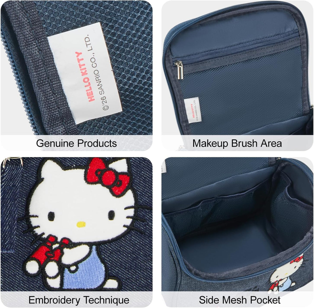 Makeup Bag Large Waterproof Cosmetic Bags with Divider and Brush Holder,Cute Printed Makeup Organizer for Women Traveling,Portable Toiletry Bag for Girls