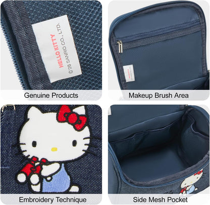Makeup Bag Large Waterproof Cosmetic Bags with Divider and Brush Holder,Cute Printed Makeup Organizer for Women Traveling,Portable Toiletry Bag for Girls