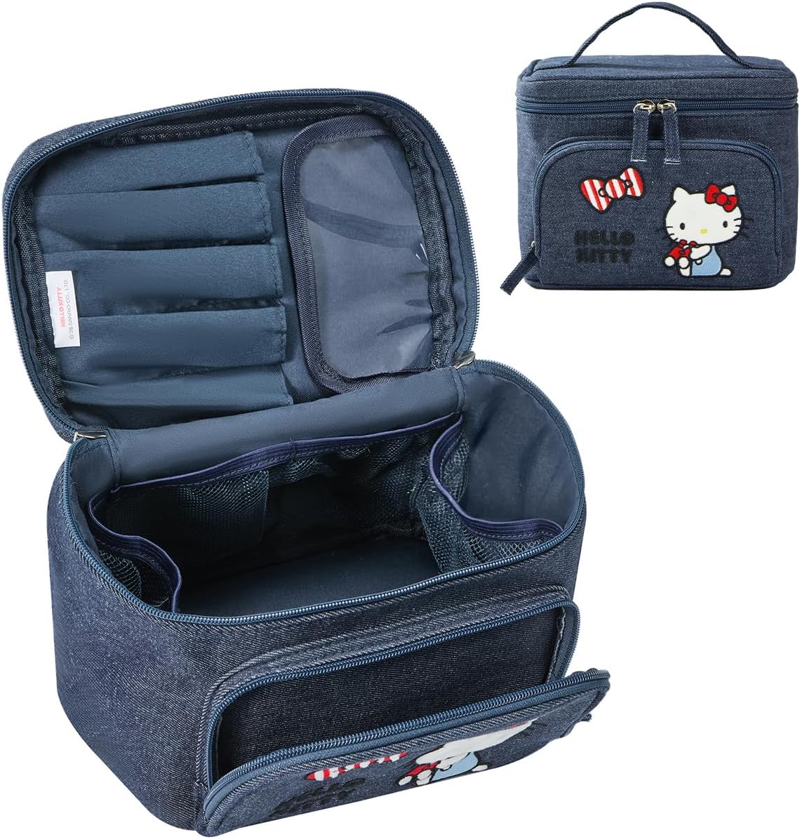 Makeup Bag Large Waterproof Cosmetic Bags with Divider and Brush Holder,Cute Printed Makeup Organizer for Women Traveling,Portable Toiletry Bag for Girls