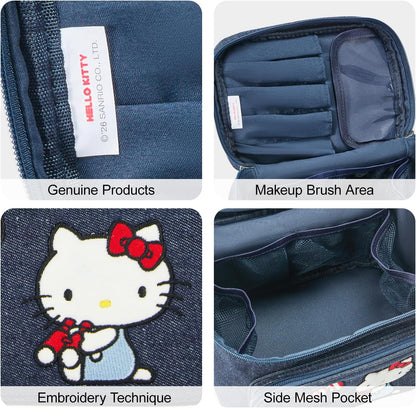 Makeup Bag Large Waterproof Cosmetic Bags with Divider and Brush Holder,Cute Printed Makeup Organizer for Women Traveling,Portable Toiletry Bag for Girls