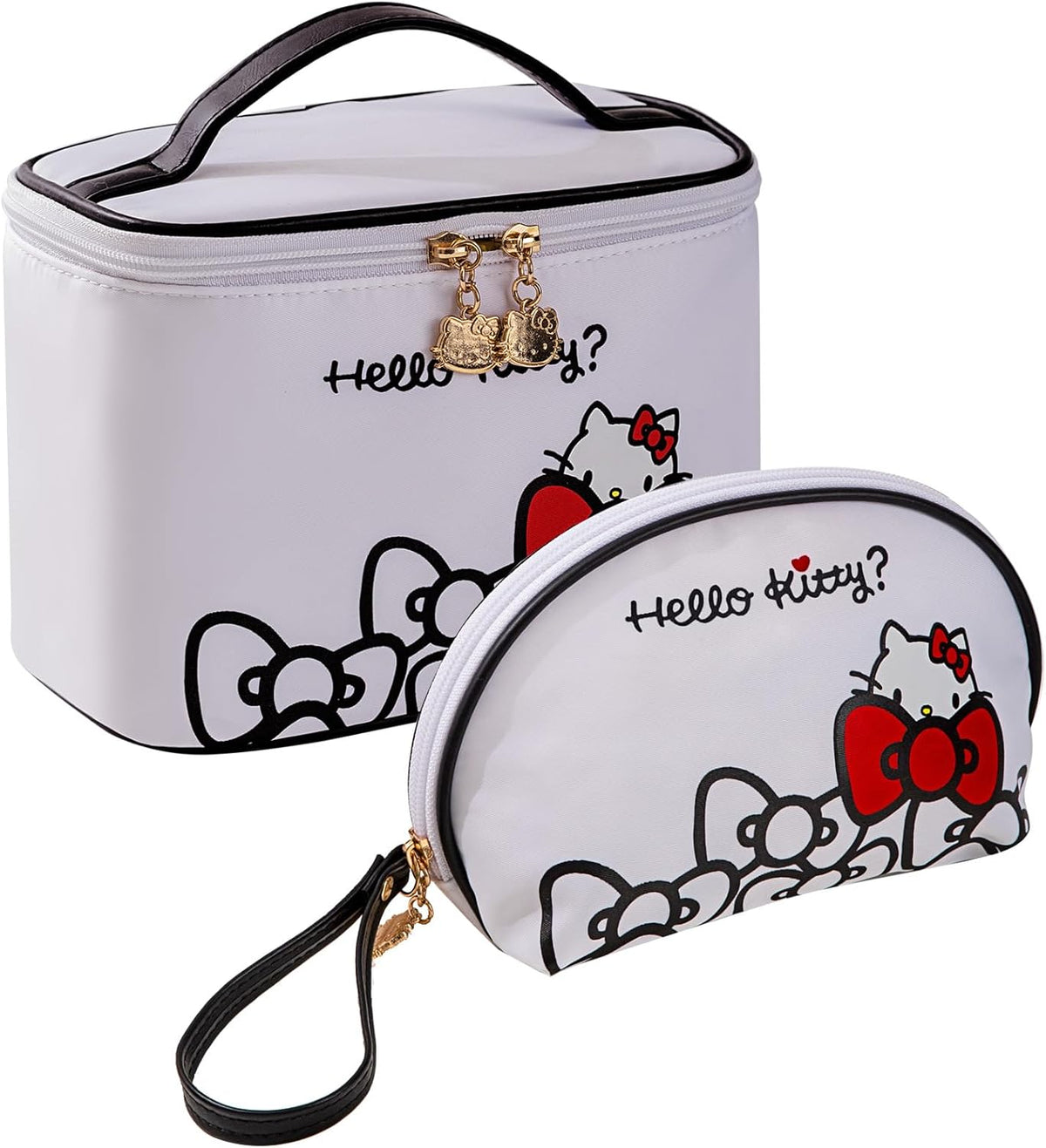 Makeup Bag Large Waterproof Cosmetic Bags with Divider and Brush Holder,Cute Printed Makeup Organizer for Women Traveling,Portable Toiletry Bag for Girls