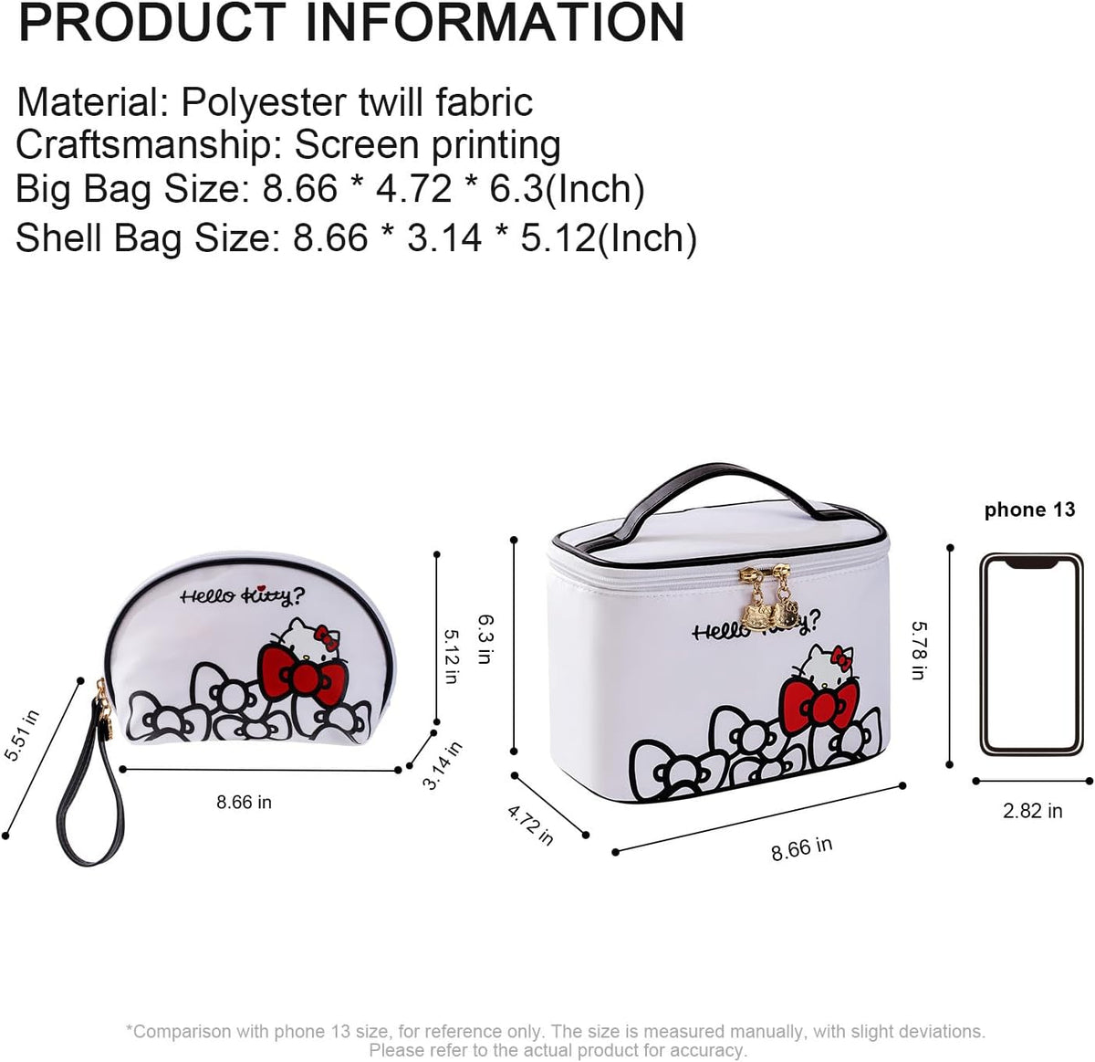 Makeup Bag Large Waterproof Cosmetic Bags with Divider and Brush Holder,Cute Printed Makeup Organizer for Women Traveling,Portable Toiletry Bag for Girls