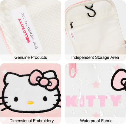 Makeup Bag Large Waterproof Cosmetic Bags with Divider and Brush Holder,Cute Printed Makeup Organizer for Women Traveling,Portable Toiletry Bag for Girls