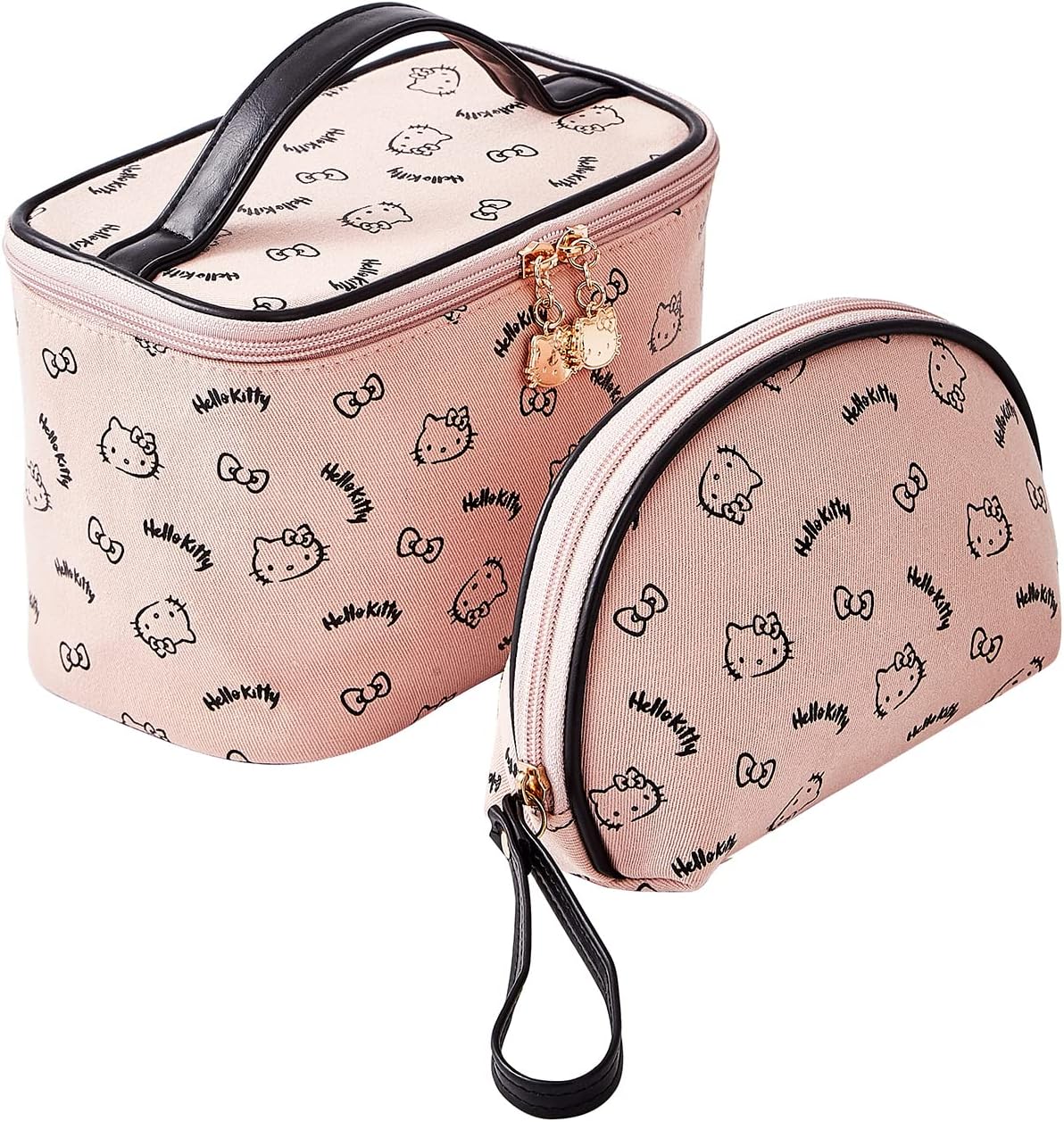 Makeup Bag Large Waterproof Cosmetic Bags with Divider and Brush Holder,Cute Printed Makeup Organizer for Women Traveling,Portable Toiletry Bag for Girls
