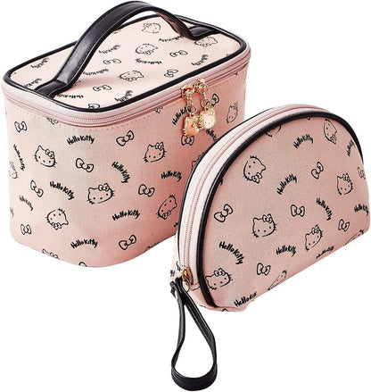 Makeup Bag Large Waterproof Cosmetic Bags with Divider and Brush Holder,Cute Printed Makeup Organizer for Women Traveling,Portable Toiletry Bag for Girls