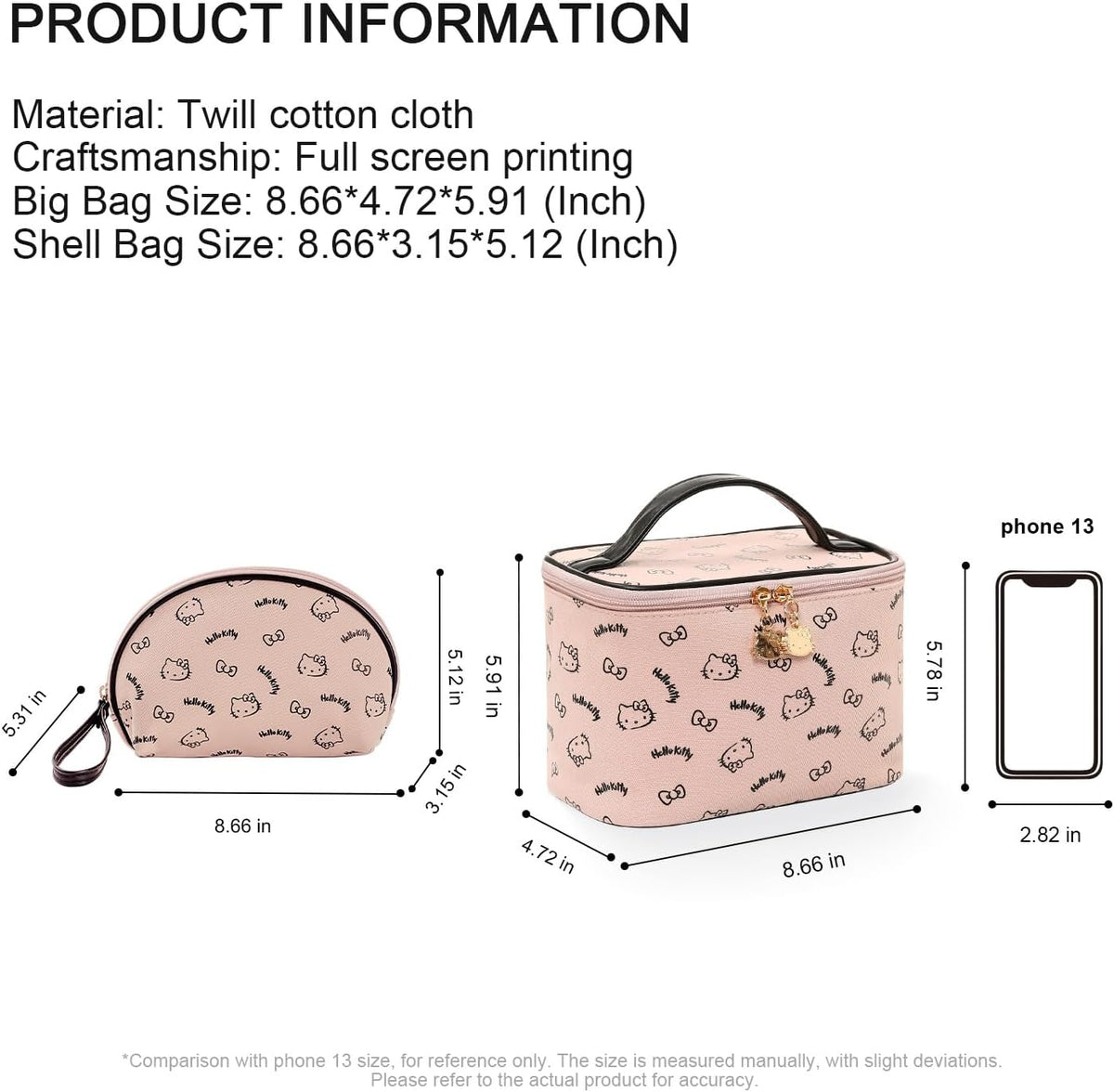 Makeup Bag Large Waterproof Cosmetic Bags with Divider and Brush Holder,Cute Printed Makeup Organizer for Women Traveling,Portable Toiletry Bag for Girls
