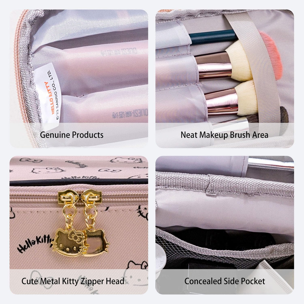Makeup Bag Large Waterproof Cosmetic Bags with Divider and Brush Holder,Cute Printed Makeup Organizer for Women Traveling,Portable Toiletry Bag for Girls