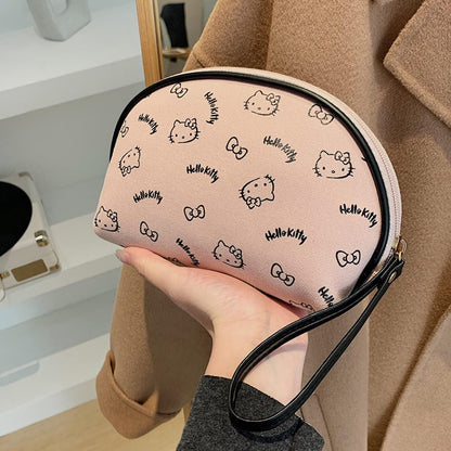 Makeup Bag Large Waterproof Cosmetic Bags with Divider and Brush Holder,Cute Printed Makeup Organizer for Women Traveling,Portable Toiletry Bag for Girls