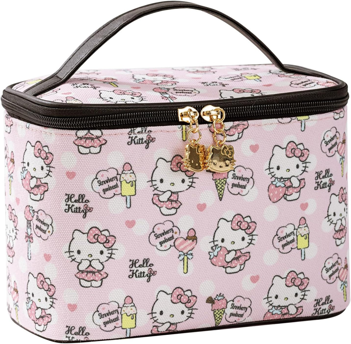 Makeup Bag Large Waterproof Cosmetic Bags with Divider and Brush Holder,Cute Printed Makeup Organizer for Women Traveling,Portable Toiletry Bag for Girls