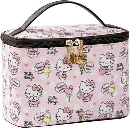 Makeup Bag Large Waterproof Cosmetic Bags with Divider and Brush Holder,Cute Printed Makeup Organizer for Women Traveling,Portable Toiletry Bag for Girls