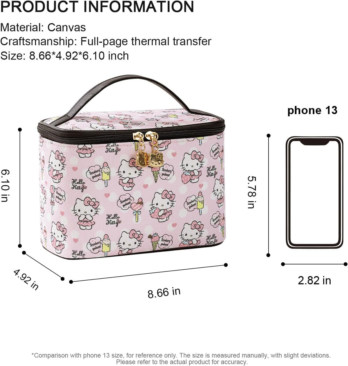 Makeup Bag Large Waterproof Cosmetic Bags with Divider and Brush Holder,Cute Printed Makeup Organizer for Women Traveling,Portable Toiletry Bag for Girls