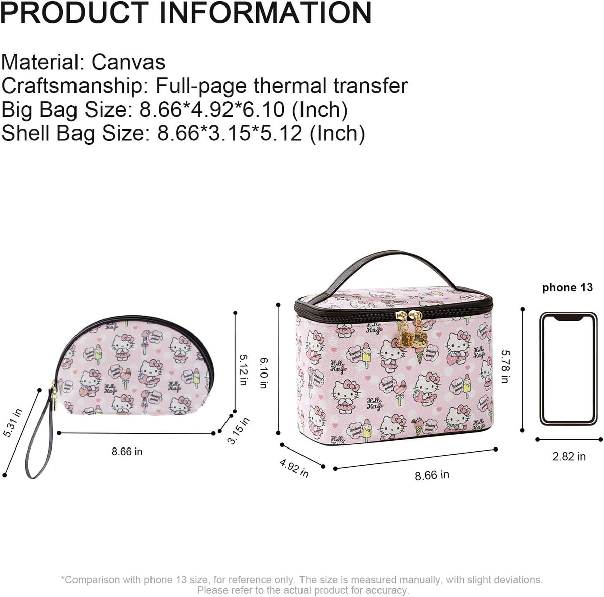 Makeup Bag Large Waterproof Cosmetic Bags with Divider and Brush Holder,Cute Printed Makeup Organizer for Women Traveling,Portable Toiletry Bag for Girls