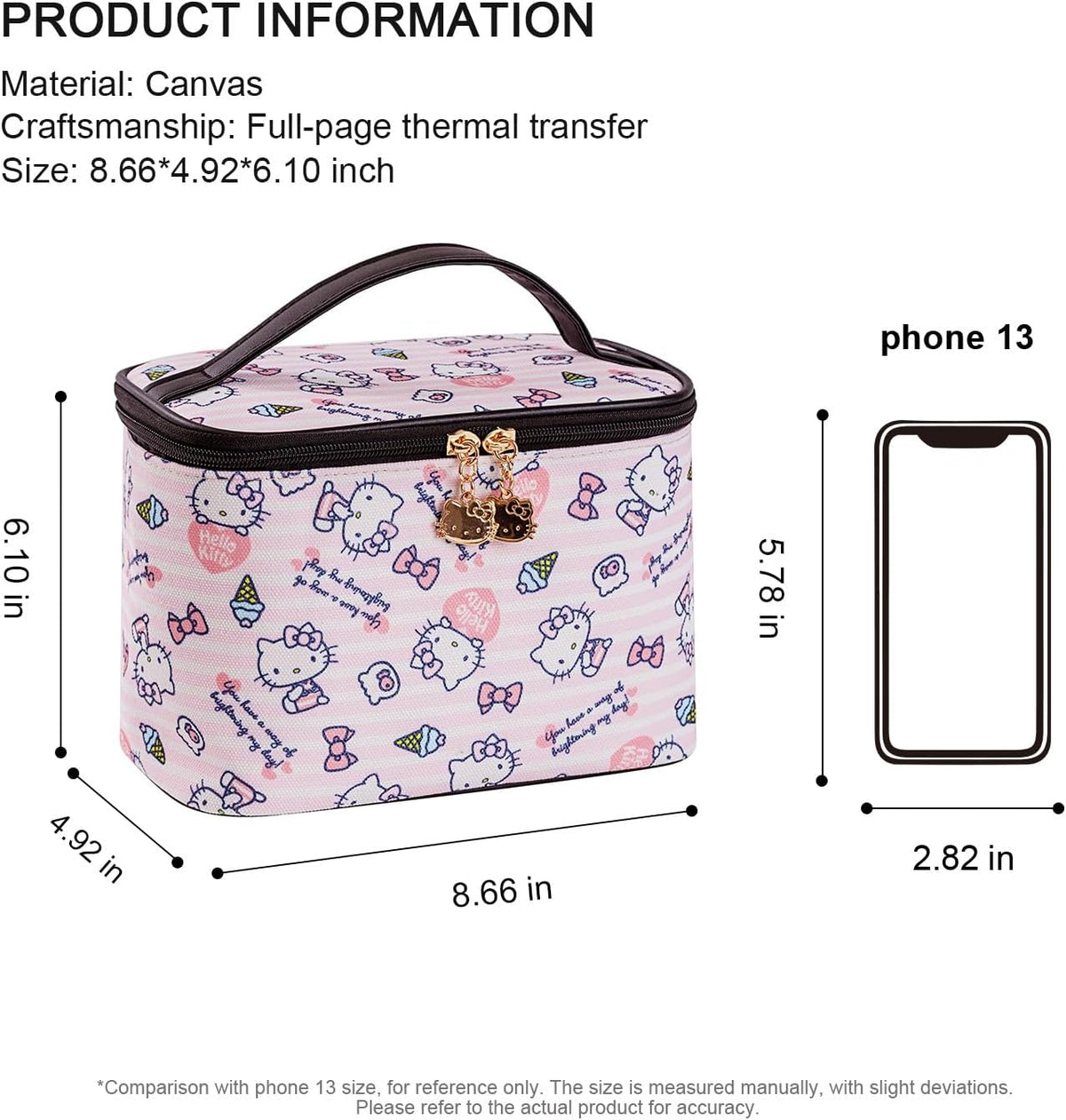 Makeup Bag Large Waterproof Cosmetic Bags with Divider and Brush Holder,Cute Printed Makeup Organizer for Women Traveling,Portable Toiletry Bag for Girls