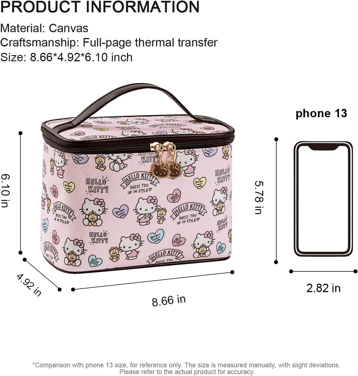 Makeup Bag Large Waterproof Cosmetic Bags with Divider and Brush Holder,Cute Printed Makeup Organizer for Women Traveling,Portable Toiletry Bag for Girls