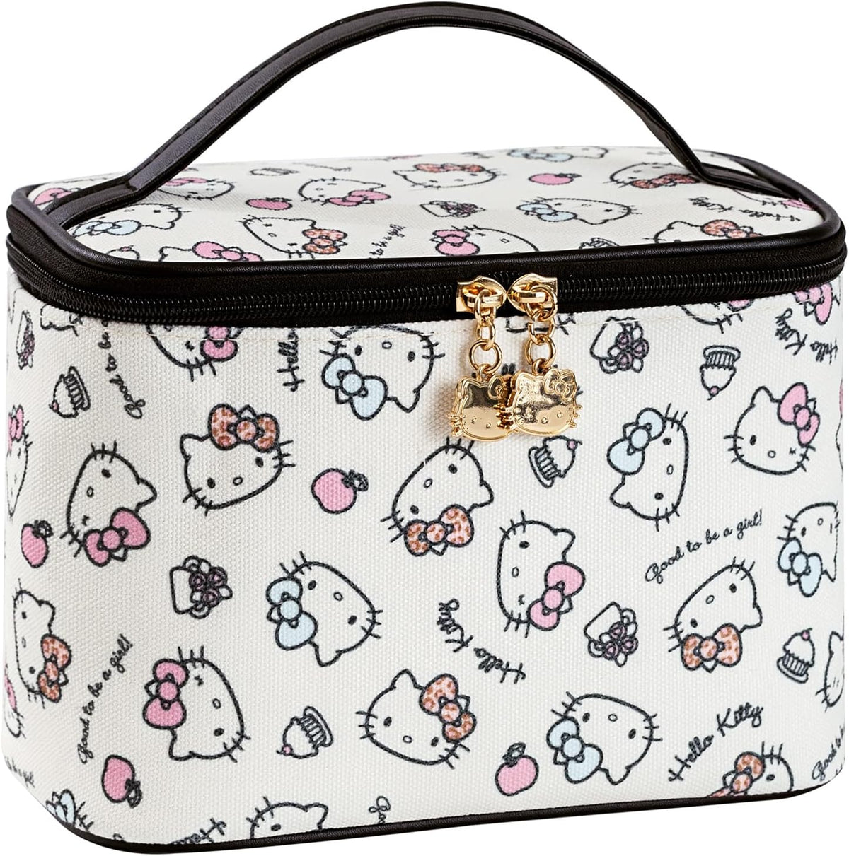 Makeup Bag Large Waterproof Cosmetic Bags with Divider and Brush Holder,Cute Printed Makeup Organizer for Women Traveling,Portable Toiletry Bag for Girls