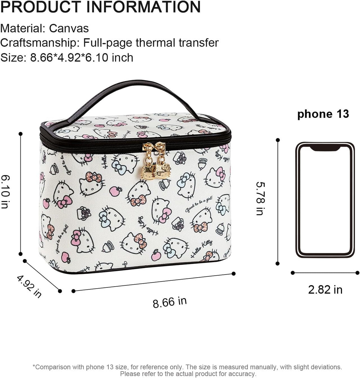 Makeup Bag Large Waterproof Cosmetic Bags with Divider and Brush Holder,Cute Printed Makeup Organizer for Women Traveling,Portable Toiletry Bag for Girls