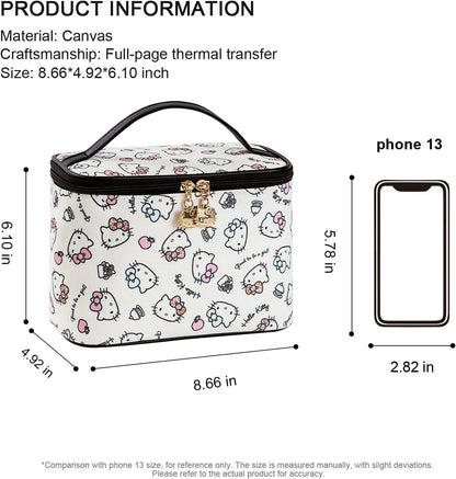 Makeup Bag Large Waterproof Cosmetic Bags with Divider and Brush Holder,Cute Printed Makeup Organizer for Women Traveling,Portable Toiletry Bag for Girls