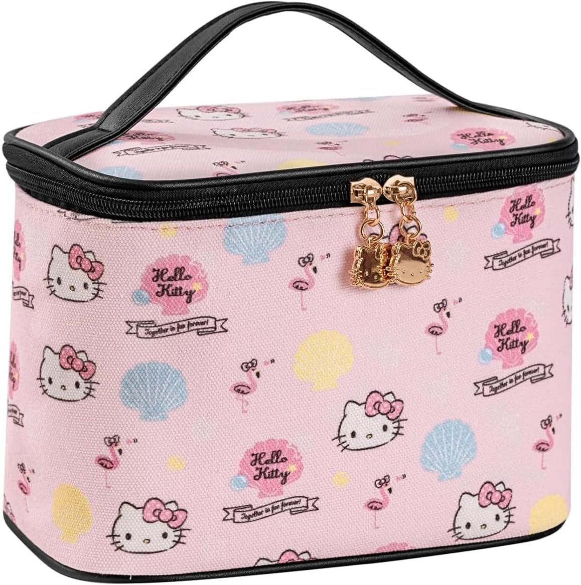 Makeup Bag Large Waterproof Cosmetic Bags with Divider and Brush Holder,Cute Printed Makeup Organizer for Women Traveling,Portable Toiletry Bag for Girls