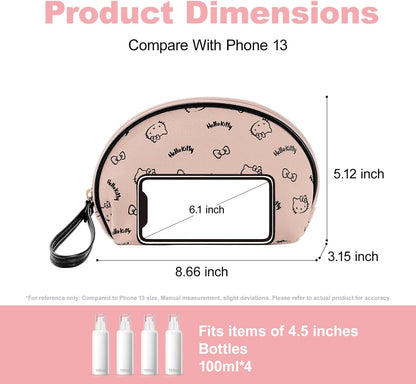 Makeup Bag Large Waterproof Cosmetic Bags with Divider and Brush Holder,Cute Printed Makeup Organizer for Women Traveling,Portable Toiletry Bag for Girls