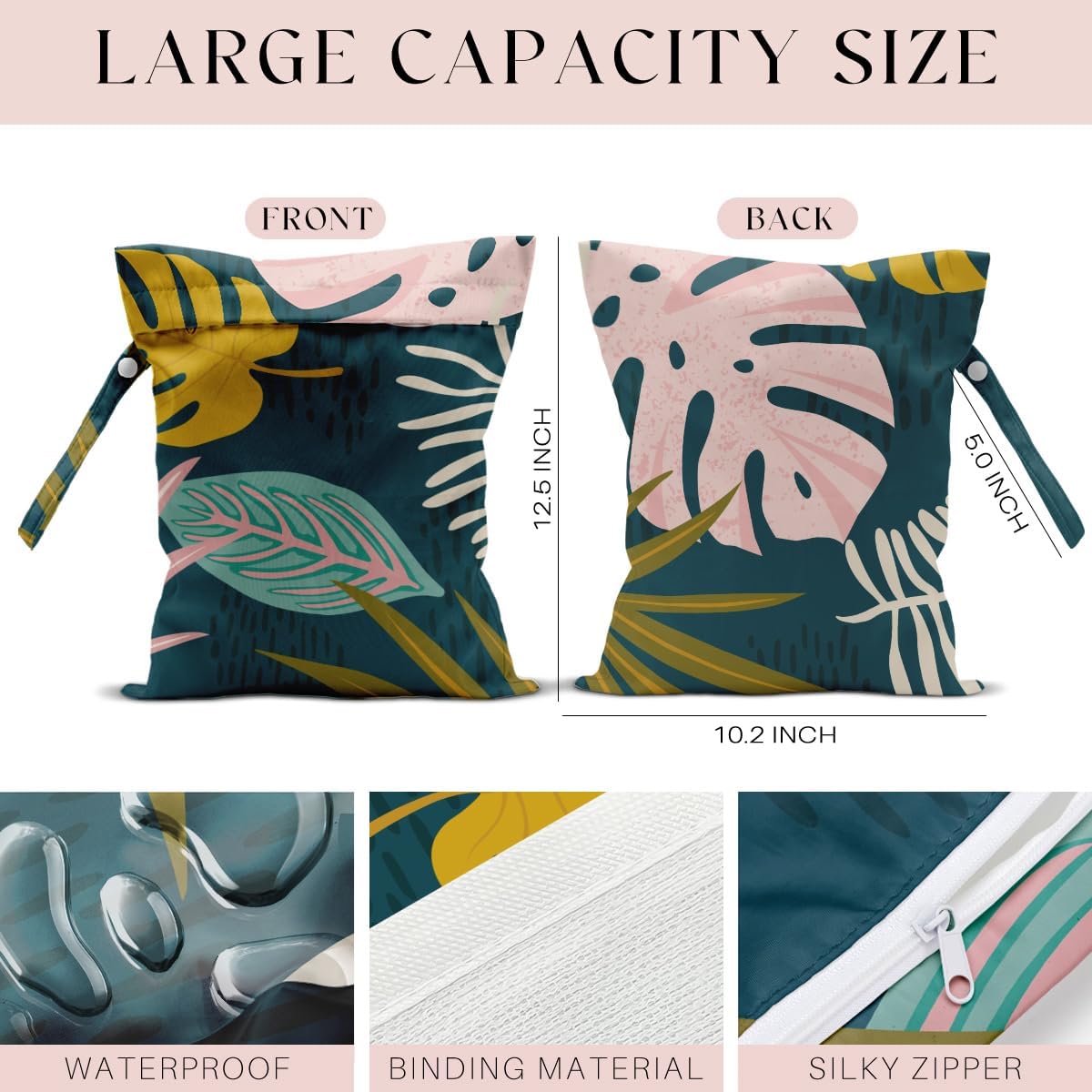 Wet Bag, Wet Dry Bag, Waterproof Bag, Small Laundry Bag, Wet Bag for Pool, Beach, Swimsuit, Makeup Bag, Diapers,Cruise Ship Essentials,Beach Accessories Travel for Women