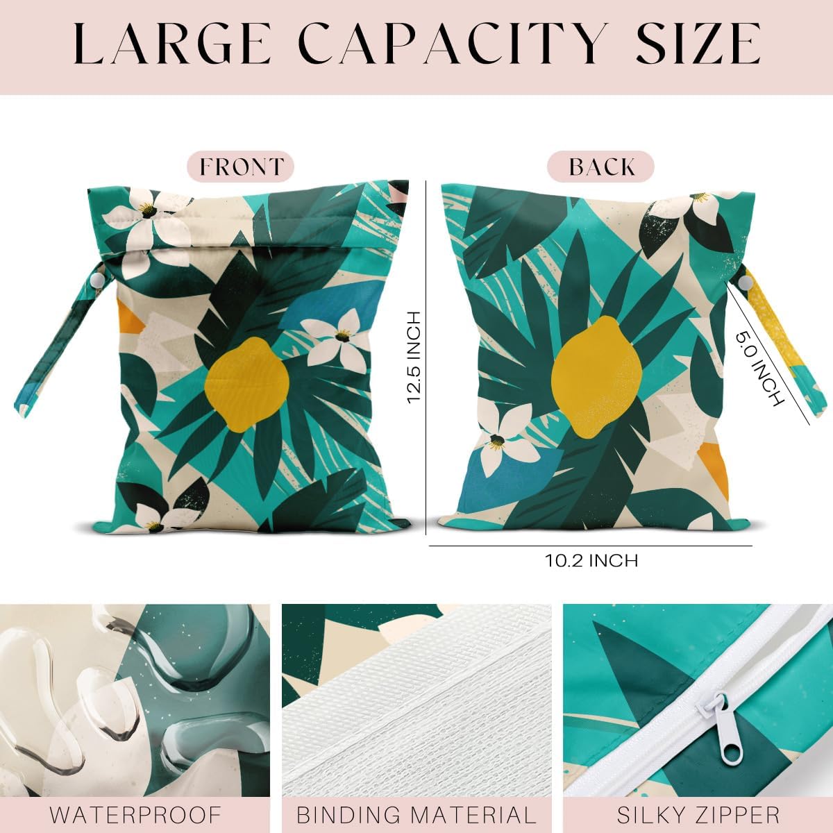 Wet Bag, Wet Dry Bag, Waterproof Bag, Small Laundry Bag, Wet Bag for Pool, Beach, Swimsuit, Makeup Bag, Diapers,Cruise Ship Essentials,Beach Accessories Travel for Women