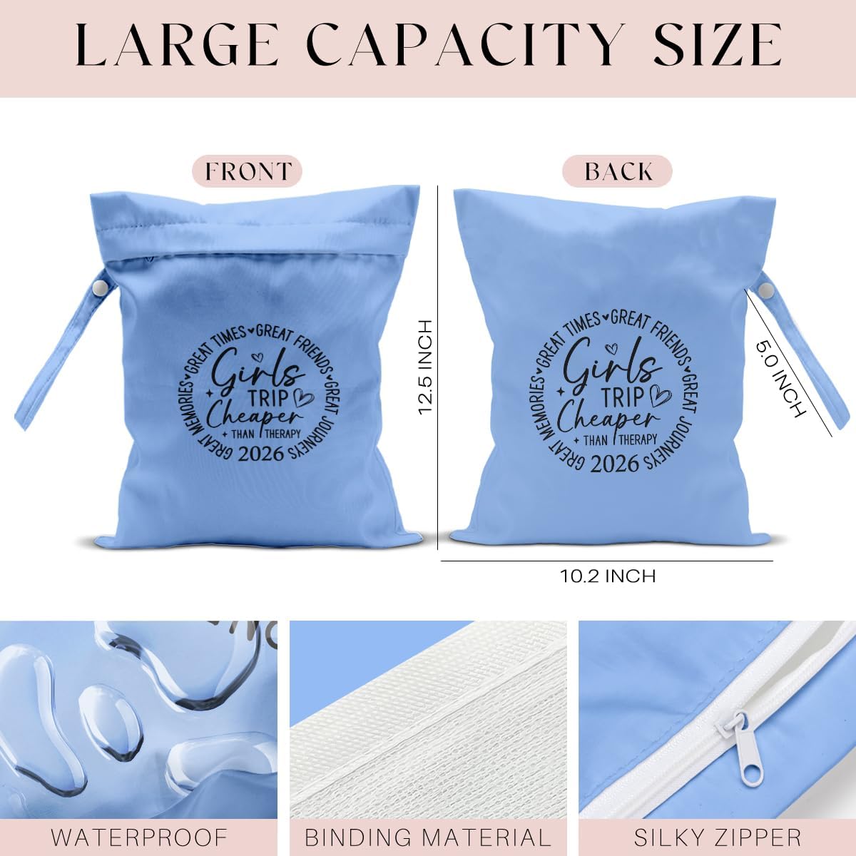 Wet Bag, Wet Dry Bag, Waterproof Bag, Small Laundry Bag, Wet Bag for Pool, Beach, Swimsuit, Makeup Bag, Diapers,Cruise Ship Essentials,Beach Accessories Travel for Women