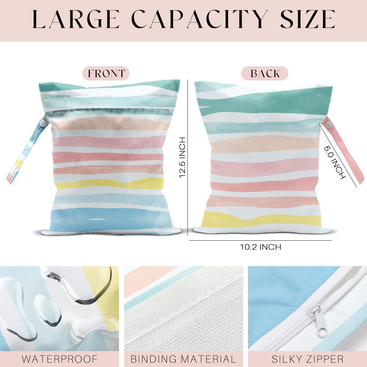 Wet Bag, Wet Dry Bag, Waterproof Bag, Small Laundry Bag, Wet Bag for Pool, Beach, Swimsuit, Makeup Bag, Diapers,Cruise Ship Essentials,Beach Accessories Travel for Women