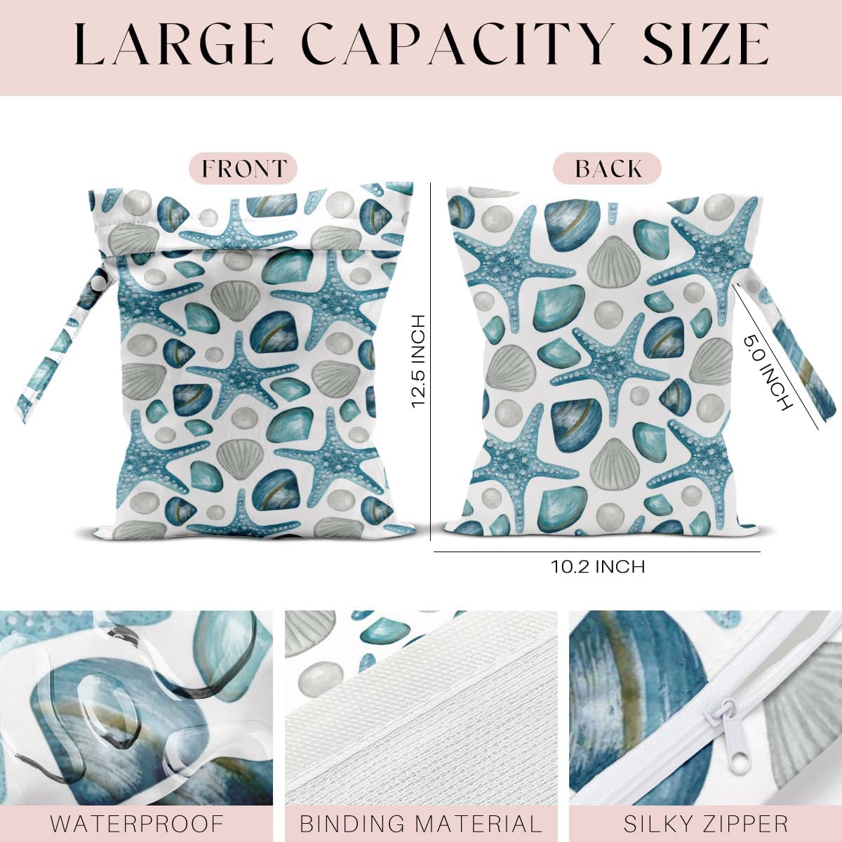 Wet Bag, Wet Dry Bag, Waterproof Bag, Small Laundry Bag, Wet Bag for Pool, Beach, Swimsuit, Makeup Bag, Diapers,Cruise Ship Essentials,Beach Accessories Travel for Women