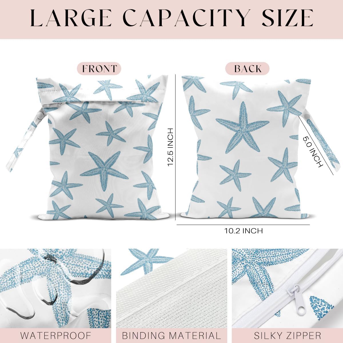 Wet Bag, Wet Dry Bag, Waterproof Bag, Small Laundry Bag, Wet Bag for Pool, Beach, Swimsuit, Makeup Bag, Diapers,Cruise Ship Essentials,Beach Accessories Travel for Women