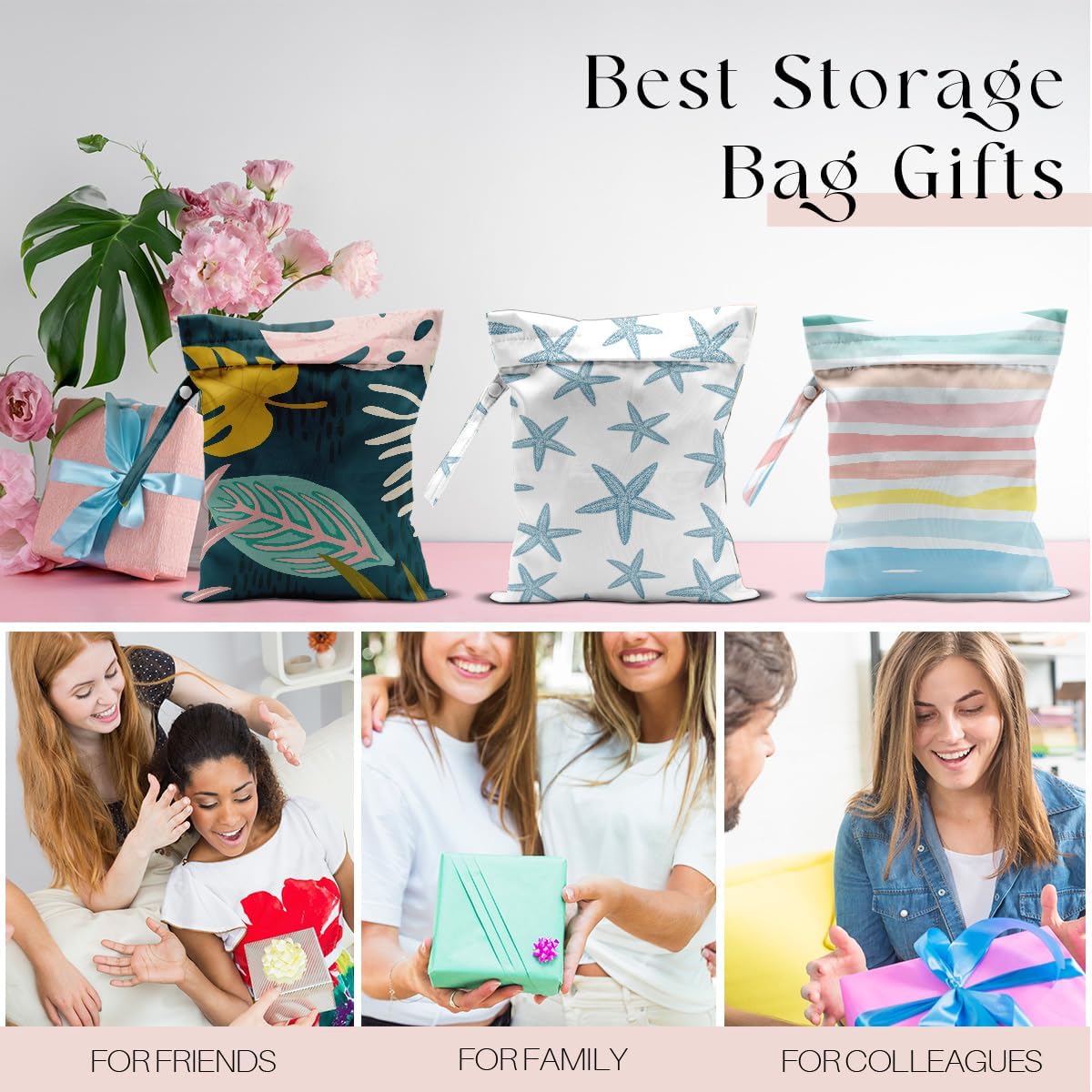 Wet Bag, Wet Dry Bag, Waterproof Bag, Small Laundry Bag, Wet Bag for Pool, Beach, Swimsuit, Makeup Bag, Diapers,Cruise Ship Essentials,Beach Accessories Travel for Women