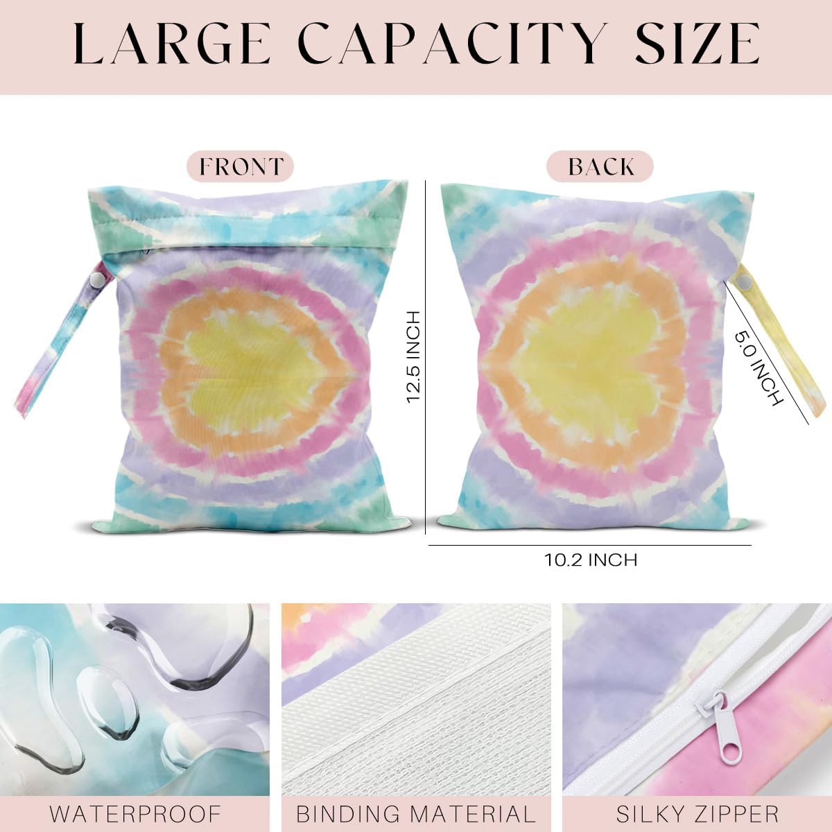 Wet Bag, Wet Dry Bag, Waterproof Bag, Small Laundry Bag, Wet Bag for Pool, Beach, Swimsuit, Makeup Bag, Diapers,Cruise Ship Essentials,Beach Accessories Travel for Women