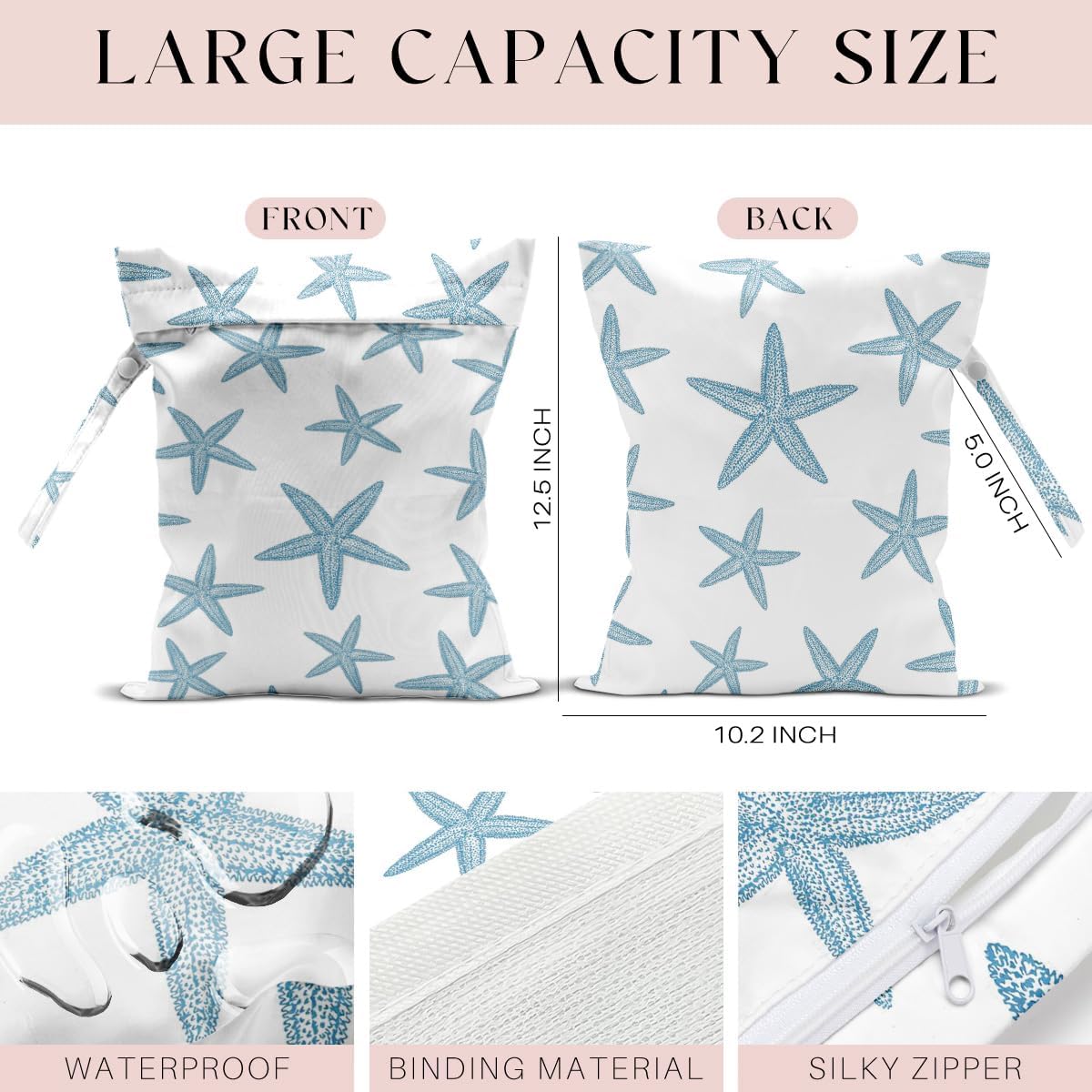 Wet Bag, Wet Dry Bag, Waterproof Bag, Small Laundry Bag, Wet Bag for Pool, Beach, Swimsuit, Makeup Bag, Diapers,Cruise Ship Essentials,Beach Accessories Travel for Women