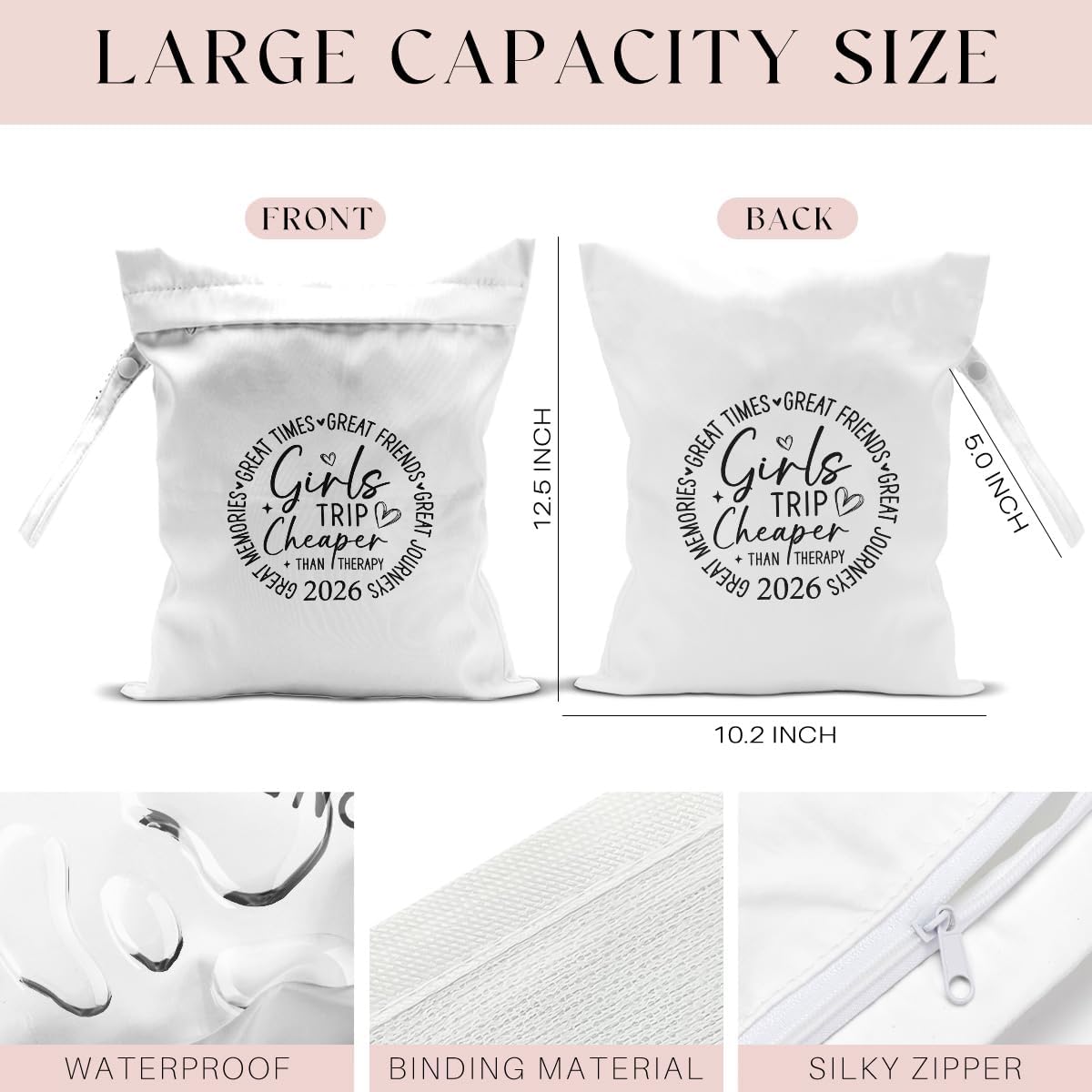 Wet Bag, Wet Dry Bag, Waterproof Bag, Small Laundry Bag, Wet Bag for Pool, Beach, Swimsuit, Makeup Bag, Diapers,Cruise Ship Essentials,Beach Accessories Travel for Women