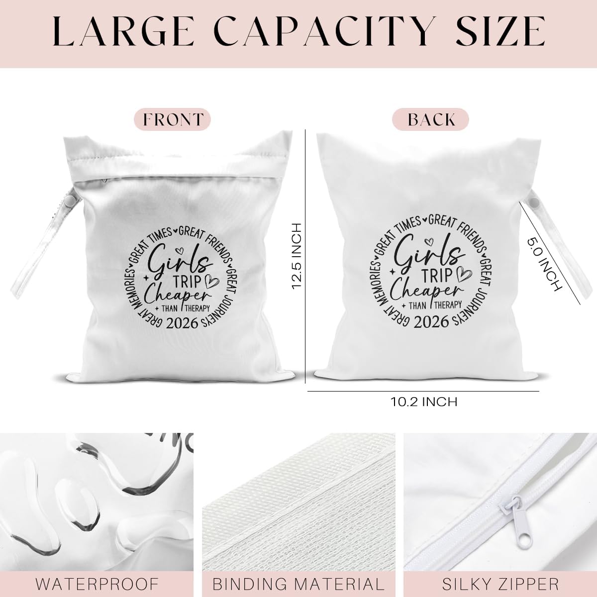 Wet Bag, Wet Dry Bag, Waterproof Bag, Small Laundry Bag, Wet Bag for Pool, Beach, Swimsuit, Makeup Bag, Diapers,Cruise Ship Essentials,Beach Accessories Travel for Women
