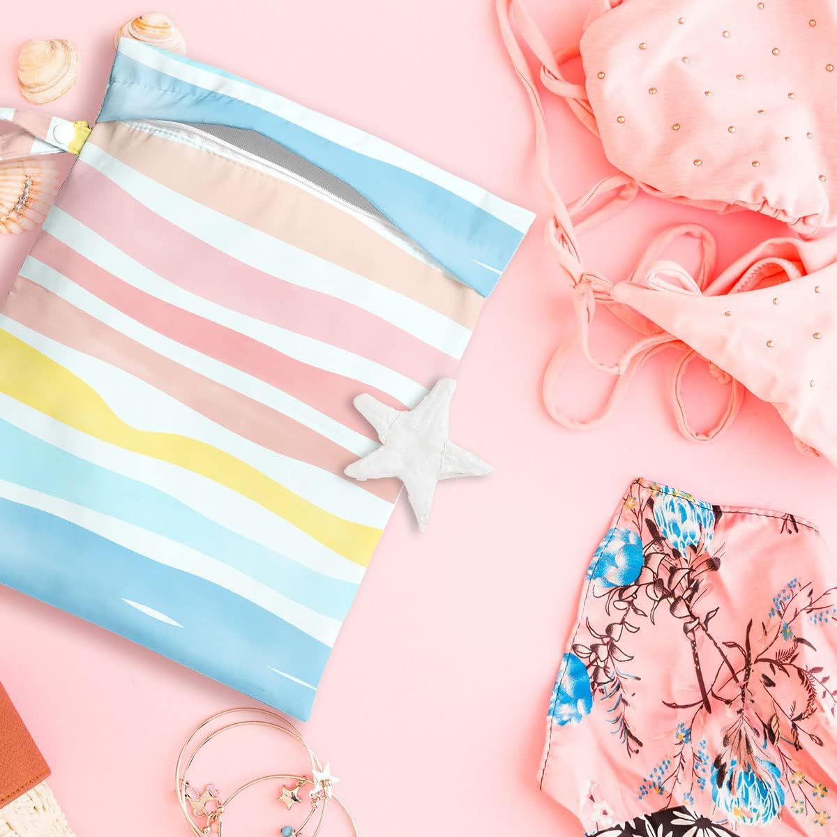 Wet Bag, Wet Dry Bag, Waterproof Bag, Small Laundry Bag, Wet Bag for Pool, Beach, Swimsuit, Makeup Bag, Diapers,Cruise Ship Essentials,Beach Accessories Travel for Women