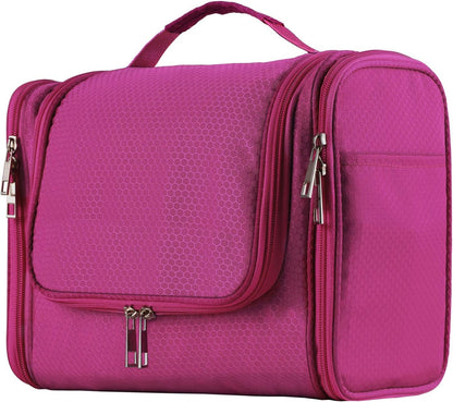 Buruis Hanging Toiletry Bag for Women and Men, Large Water-Resistant Makeup Organizer with Sturdy Hook, Lightweight Nylon Dopp Kit for Full-Sized Toiletries & Cosmetics, Purple