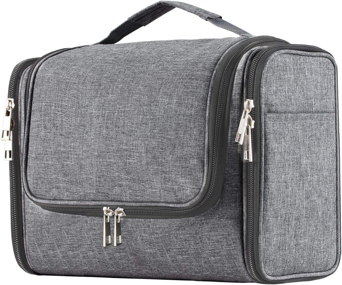 Buruis Hanging Toiletry Bag for Women and Men, Large Water-Resistant Makeup Organizer with Sturdy Hook, Lightweight Nylon Dopp Kit for Full-Sized Toiletries & Cosmetics, Purple