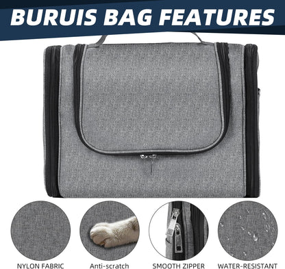 Buruis Hanging Toiletry Bag for Women and Men, Large Water-Resistant Makeup Organizer with Sturdy Hook, Lightweight Nylon Dopp Kit for Full-Sized Toiletries & Cosmetics, Purple